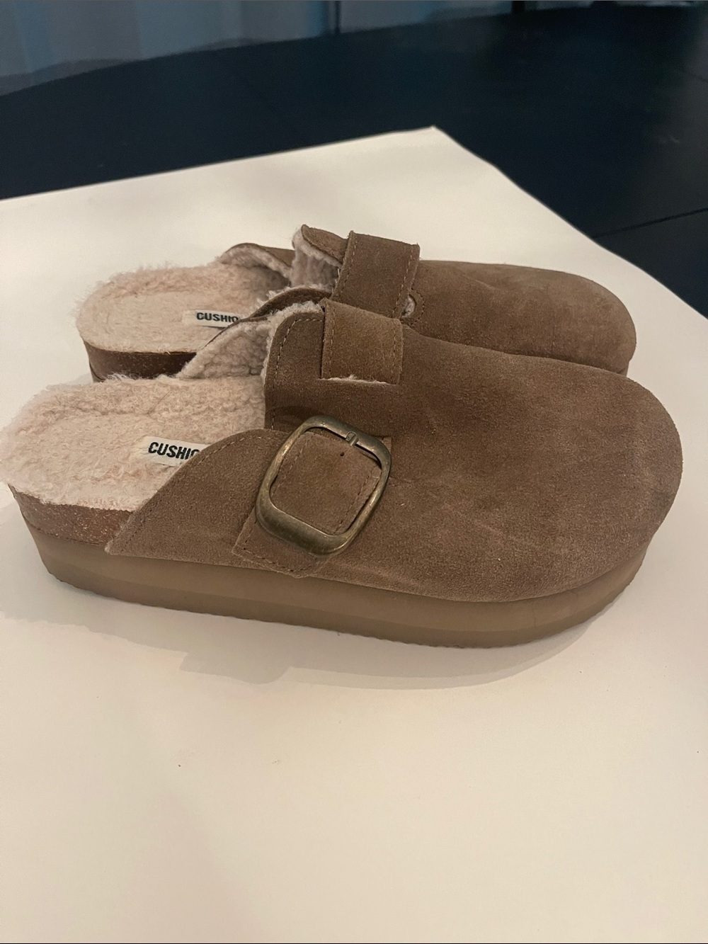 Brown Suede Faux-Fur Lined Clog size 8.5